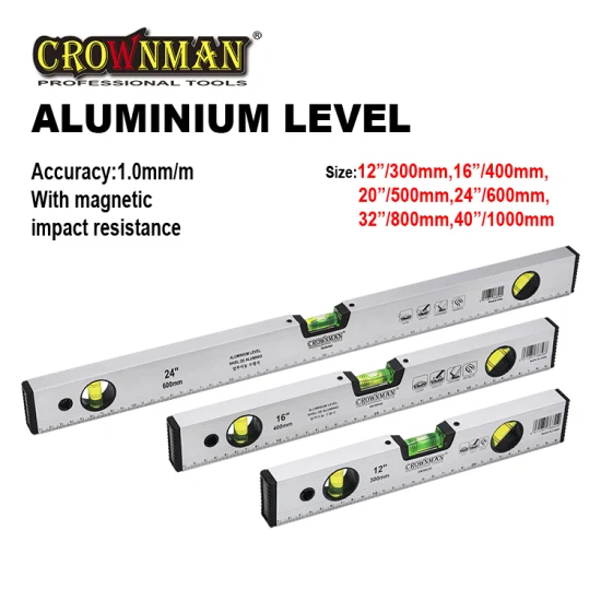 Livella a bolla Crownman in lega di alluminio con precisione di 1 mm/M per la misurazione